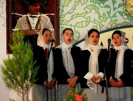 Hazara girls presenting a traditional song on 52nd Imamat Day.